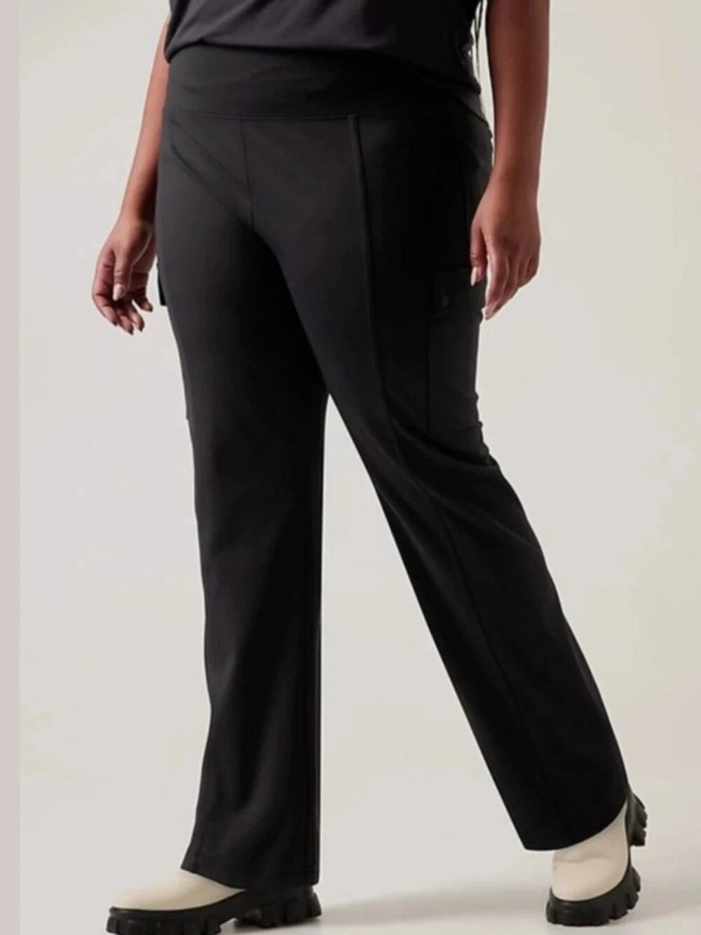 $129 Athleta Delancey Straight Cargo Pant Leggings size 3X Black #882625